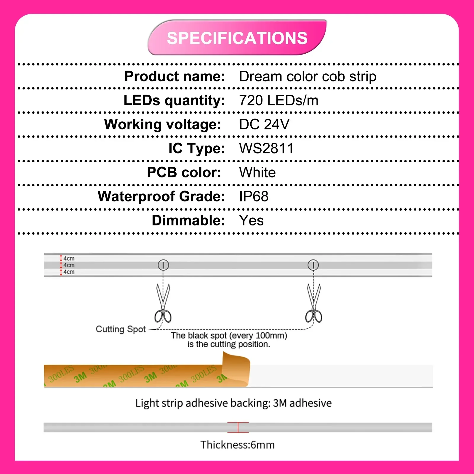 12V 24V IP68 RGBIC COB LED Str – Ws2812B Strip 5V recenzja i cena